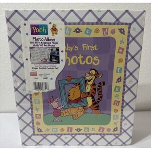 Vintage Disney Winnie Pooh Baby's First Photos Baby Album Keepsake Holds 100 4x6